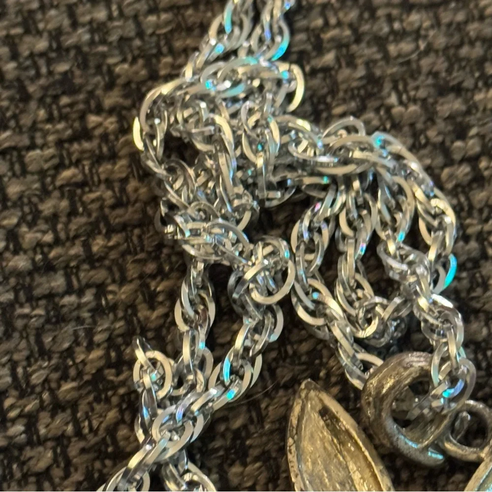 Playboy Bunny Metal‎ Pendant Necklace Silver Tone Textured Y2K Style Chain